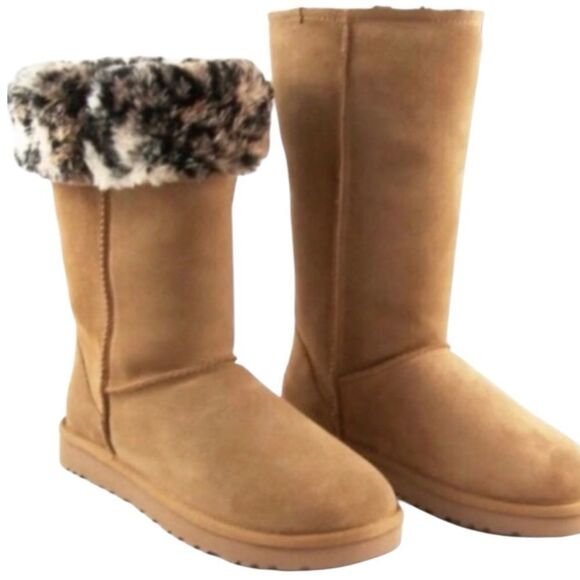 UGG Classic Tall I 2.0 Animal Chestnut Suede Boots Woman’s Size 7